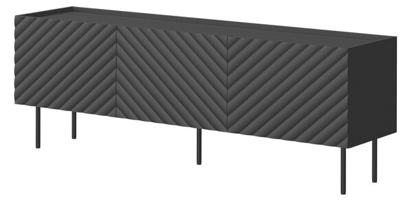 TV-állvány Sillen, Közepes sűrűségű farostlemez, Laminált forgácslap, 59x166x40cm, Fekete