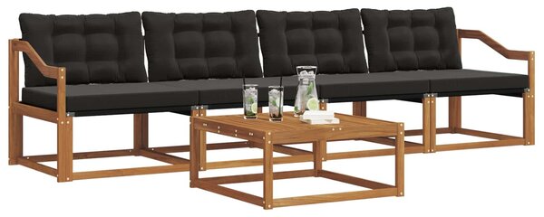 VidaXL Kültéri kanapé szett párnával 5 pcs Természetes és fekete