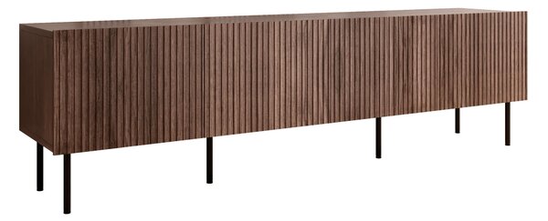 TV-állvány Fama I, Közepes sűrűségű farostlemez, Laminált forgácslap, 58x201x40cm, Dió, Fekete