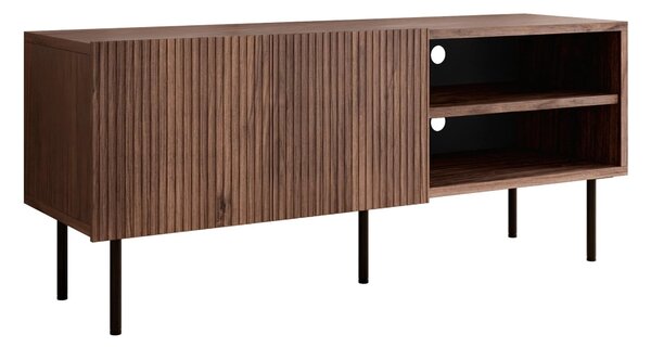 TV-állvány Fama, Közepes sűrűségű farostlemez, Laminált forgácslap, 58x150x42cm, Dió, Fekete