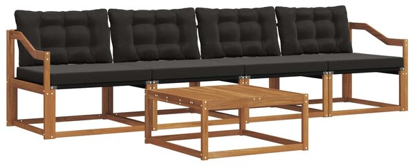 VidaXL Kültéri kanapé szett párnával 5 pcs Természetes és fekete