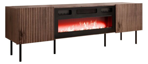 TV-állvány Fama II, Közepes sűrűségű farostlemez, Laminált forgácslap, 58x181x42cm, Dió, Fekete