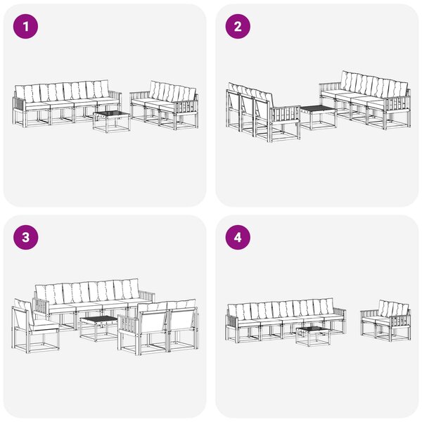 VidaXL Kültéri kanapé szett párnával 8 pcs Természetes és bézs