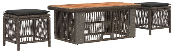 VidaXL Kert étkező szett 4 pcs Szürke és sötétszürke polirattan