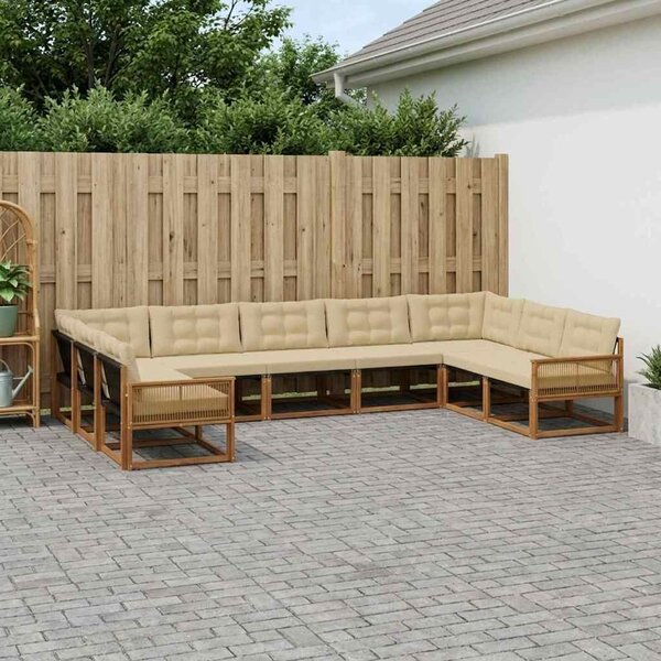 VidaXL Kültéri kanapé szett párnával 9 pcs Természetes és bézs