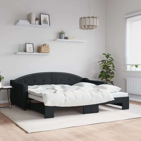 VidaXL fekete kihúzható szövet heverő 90 x 190 cm