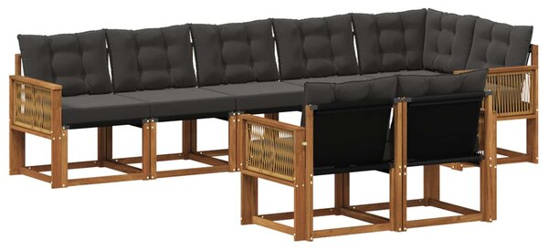 VidaXL Kültéri kanapé szett párnával 8 pcs Természetes és Fekete