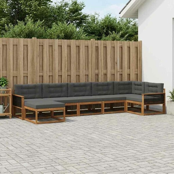 VidaXL Kültéri kanapé szett párnával 7 pcs Természetes és antracit