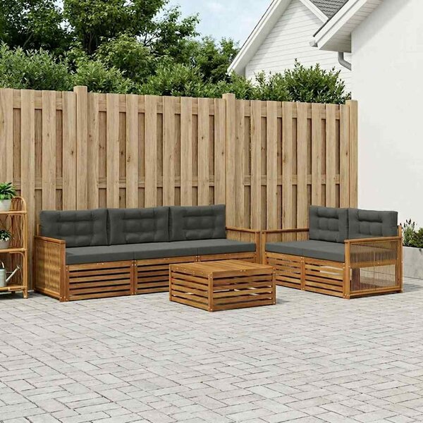 VidaXL Kültéri kanapé szett párnával 7 pcs Természetes és antracit