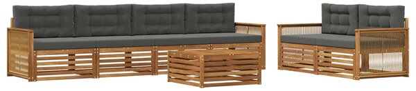 VidaXL Kültéri kanapé szett párnával 7 pcs Természetes és antracit