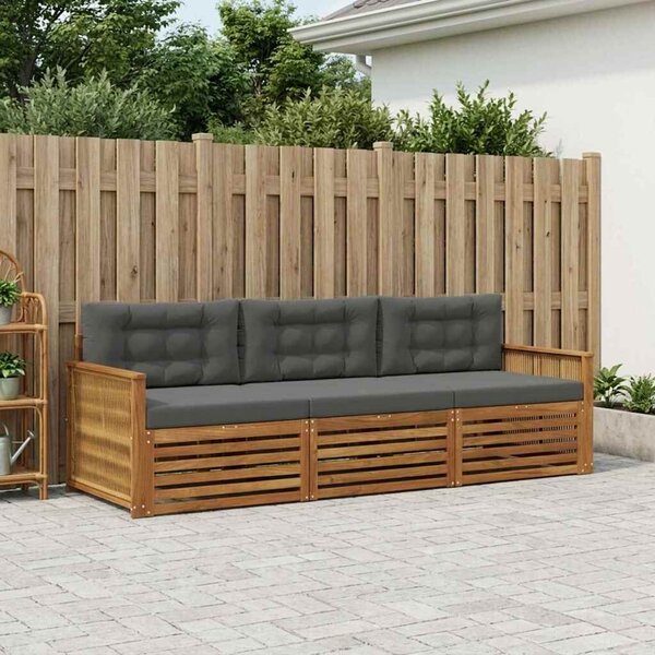 VidaXL Kültéri kanapé szett párnával 3 pcs Természetes és antracit