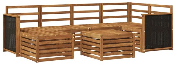 VidaXL Szegmentált kanapé szett 6 pcs Természetes Tömör Akácfa