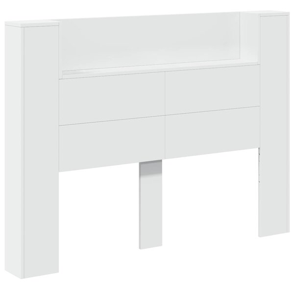 VidaXL Fejtámla LED -es lámpákkal Fehér 140 x 16,5 x 103,5 cm Faanyag