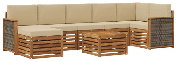 VidaXL Kültéri kanapé szett párnával 7 pcs Természetes