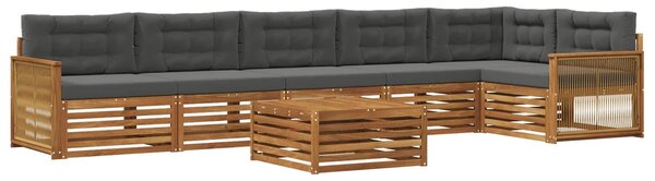 VidaXL Kültéri kanapé szett párnával 7 pcs Természetes és antracit