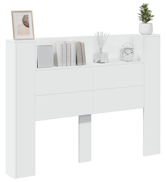 VidaXL Fejtámla LED -es lámpákkal Fehér 140 x 16,5 x 103,5 cm Faanyag