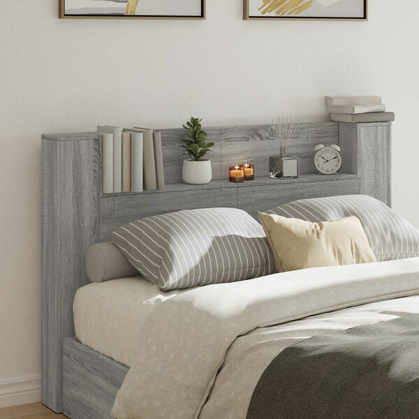 VidaXL Fejtámla polcokkal Szürke Sonoma 160 x 16,5 x 103,5 cm Faanyag