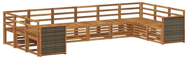 VidaXL Szegmentált kanapé szett 7 pcs Természetes Tömör Akácfa