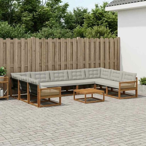VidaXL Kültéri kanapé szett 10 pcs Természetes és Világosszürke