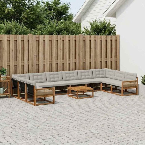 VidaXL Kültéri kanapé szett 11 pcs Természetes és Világosszürke