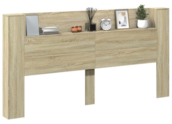 VidaXL Fejtámla polcokkal Sonoma tölgy 200 x 16,5 x 103,5 cm Faanyag