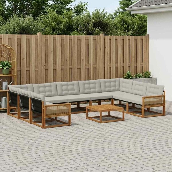 VidaXL Kültéri kanapé szett 10 pcs Természetes és Világosszürke