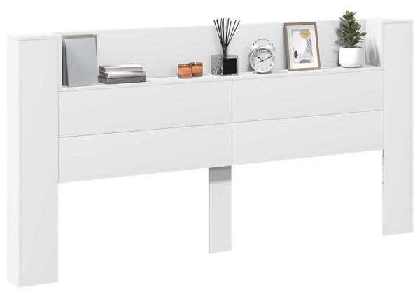 VidaXL Fejtámla LED -es lámpákkal Fehér 200 x 16,5 x 103,5 cm Faanyag