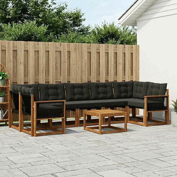 VidaXL Kültéri kanapé szett párnával 8 pcs Természetes és Fekete