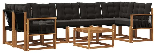 VidaXL Kültéri kanapé szett párnával 8 pcs Természetes és Fekete