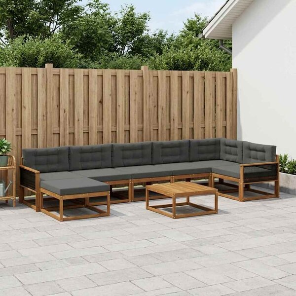 VidaXL Kültéri kanapé szett párnával 8 pcs Természetes és antracit
