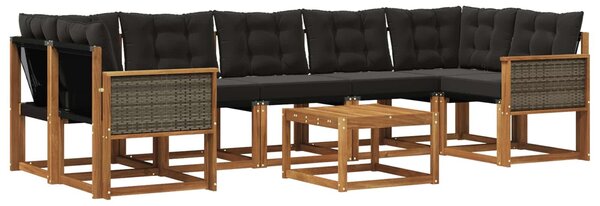 VidaXL Kültéri kanapé szett párnával 8 pcs Természetes és Fekete