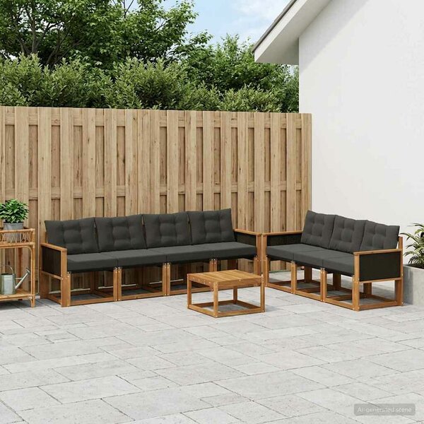 VidaXL Kültéri kanapé szett párnával 8 pcs Természetes és Fekete