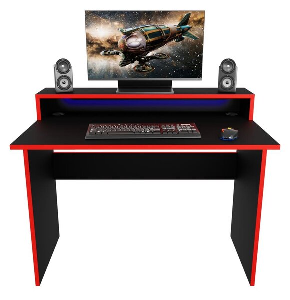 Gamer PC asztal Adapt (fekete + piros) (RGB LED világítással)