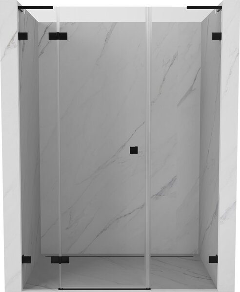 Mexen Lunar L, Balra nyíló zuhanyajtó 120 cm, átlátszó üveg, fekete profil, 834SL-120-050-70-00-L