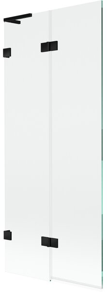 Mexen Lunar L, kétszárnyú kádparaván bal oldali 80 x 150 cm, átlátszó üveg, matt fekete, 897L-080-100-70-00-L