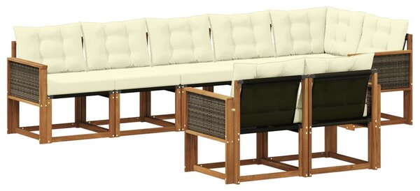 VidaXL Kültéri kanapé szett párnával 8 pcs Természetes és krémszínű