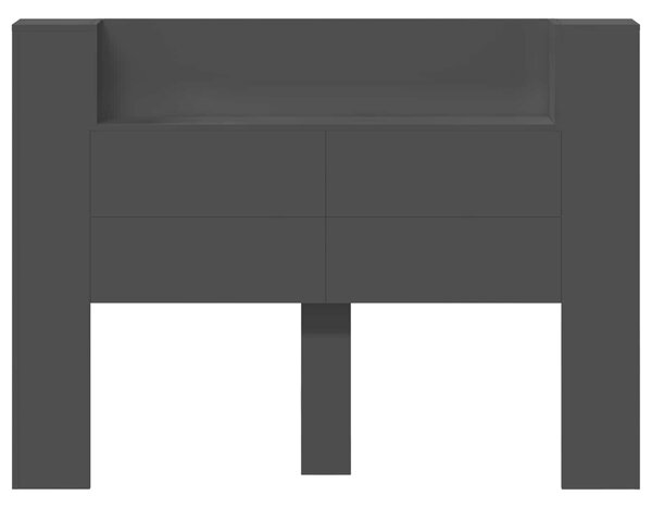 VidaXL Fejtámla LED -es lámpákkal Fekete 140 x 16,5 x 103,5 cm Faanyag