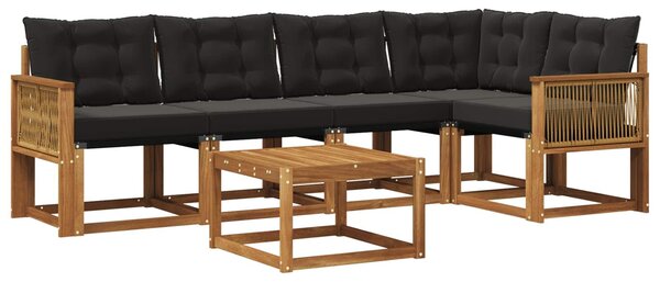 VidaXL Kültéri kanapé szett párnával 6 pcs Természetes és Fekete