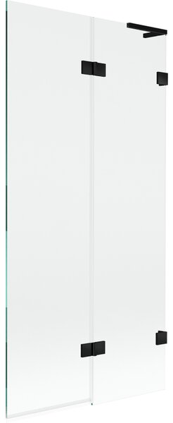 Mexen Lunar L, kétszárnyú kádparaván jobb oldali 90 x 150 cm, átlátszó üveg, matt fekete, 897L-090-100-70-00-P