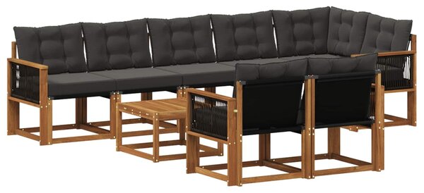 VidaXL Kültéri kanapé szett párnával 9 pcs Természetes és Fekete