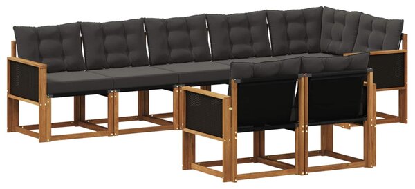 VidaXL Kültéri kanapé szett párnával 8 pcs Természetes és Fekete