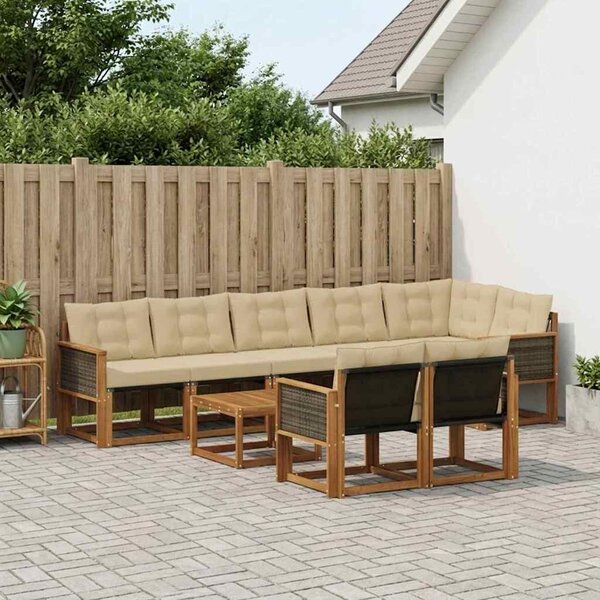 VidaXL Kültéri kanapé szett párnával 9 pcs Természetes és bézs