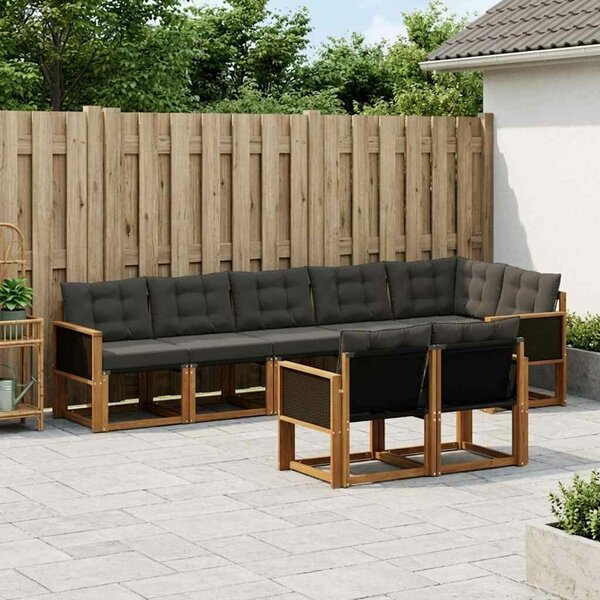 VidaXL Kültéri kanapé szett párnával 8 pcs Természetes és Fekete