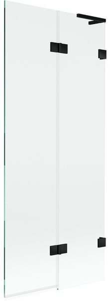 Mexen Lunar L, kétszárnyú kádparaván jobb oldali 80 x 150 cm, átlátszó üveg, matt fekete, 897L-080-100-70-00-P