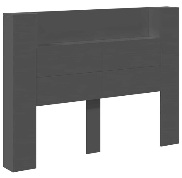 VidaXL Fejtámla LED -es lámpákkal Fekete 140 x 16,5 x 103,5 cm Faanyag