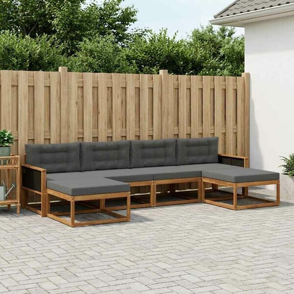 VidaXL Kültéri kanapé szett párnával 6 pcs Természetes és antracit