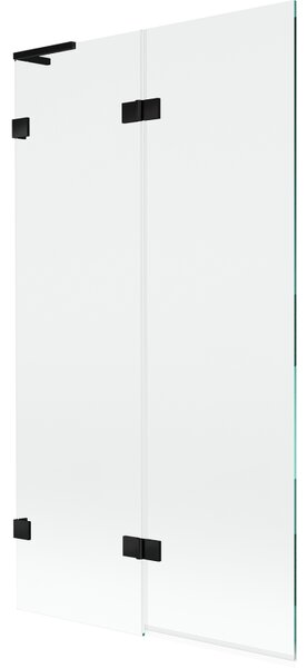 Mexen Lunar L, kétszárnyú kádparaván bal oldali 100 x 150 cm, átlátszó üveg, matt fekete, 897L-100-100-70-00-L
