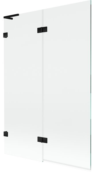 Mexen Lunar L, kétszárnyú kádparaván bal oldali 120 x 150 cm, átlátszó üveg, matt fekete, 897L-120-100-70-00-L