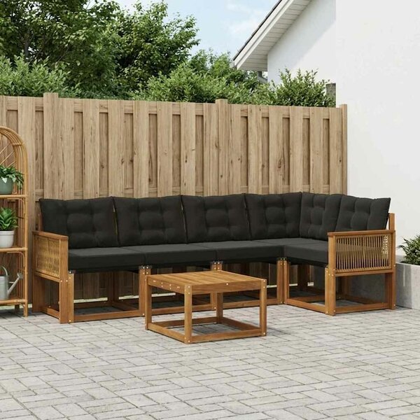 VidaXL Kültéri kanapé szett párnával 6 pcs Természetes és Fekete