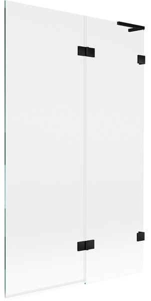 Mexen Lunar L, kétszárnyú kádparaván jobb oldali 110 x 150 cm, átlátszó üveg, matt fekete, 897L-110-100-70-00-P